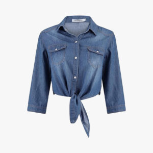 Denim Jean Top Jacket Sleeve Crop Women